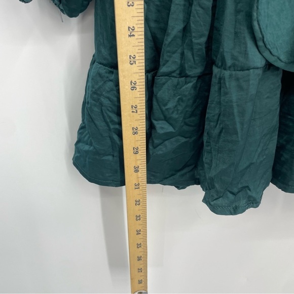 NWT Princess Polly Dark Teal Randi Ruffle Tie Front Mini Dress Sz 0 - Picture 8 of 9